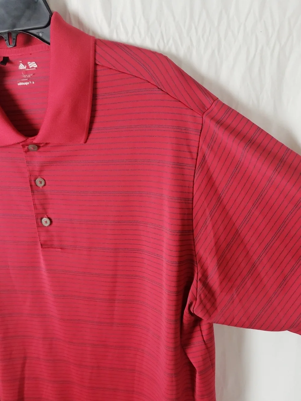 Adidas Men’s 2XL Red Striped Polo Golf Shirt